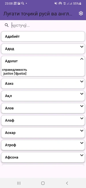 луғати русӣ тоҷикӣ ва англисӣ Screenshot 1