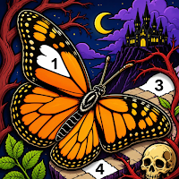 Dark Butterfly Color by Number