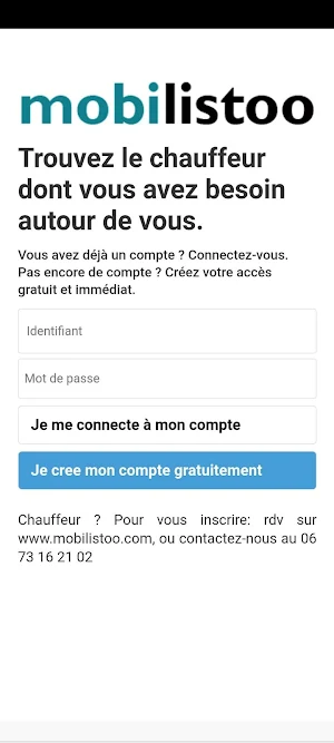 Mobilistoo Trouvez un chauffeu Screenshot 1