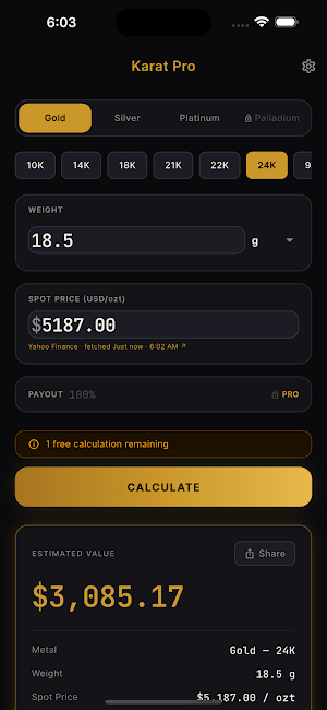 Karat Pro: Gold Calculator Screenshot 1
