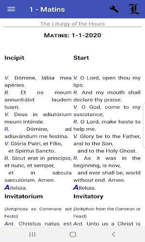 Liturgy of the Hours (2020) Latin / English Trial Screenshot 2