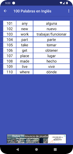 Aprende 100 Palabras en Inglés Screenshot 3