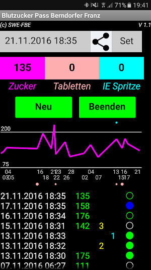 Blutzuckeraufzeichnungsapp Screenshot 0