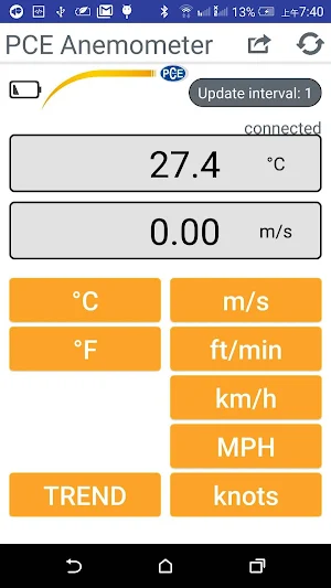 PCE Anemometer Screenshot 0
