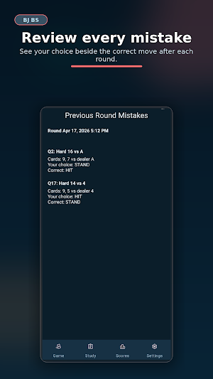 BJ BS - Basic Strategy Trainer Screenshot 2