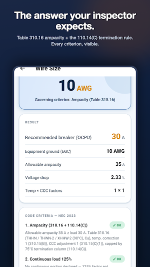 NEC Electrical Calculator Screenshot 0