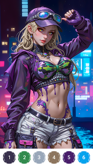 Cyber Anime Color by Numbers Screenshot 1