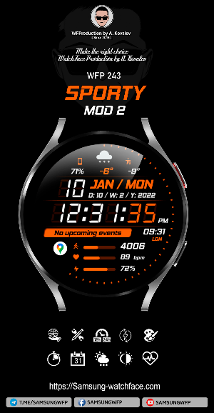 WatchFace WFP 243 Sporty MOD2 Screenshot 0