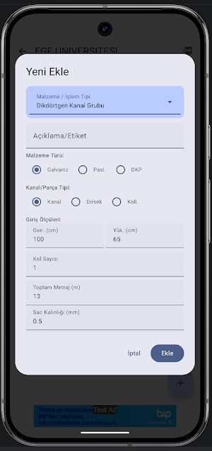HAVA KANALI HESABI AIR DUCT Screenshot 2