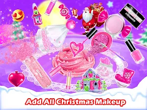 Pink Christmas Makeup Slime Screenshot 2