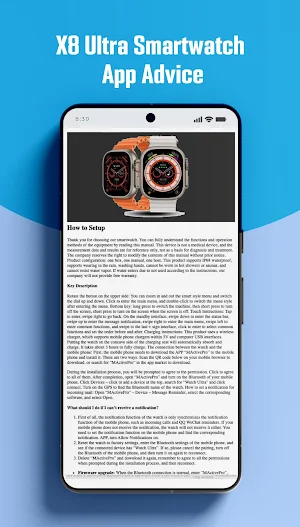 X8 Ultra Smartwatch App Hint Screenshot 3