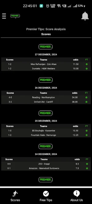 Premier Tips: Score Analysis Screenshot 1