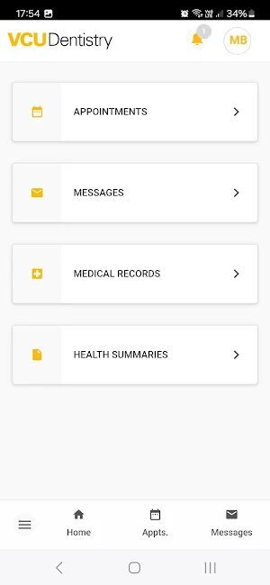 VCU Dentistry careChart Screenshot 1