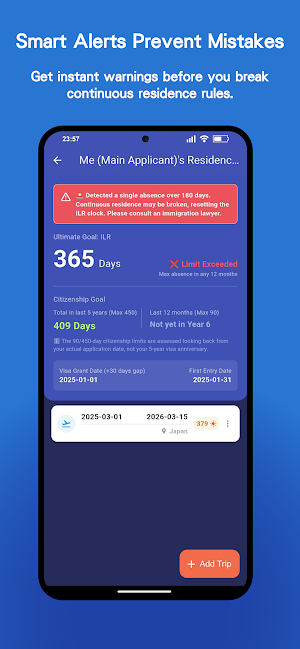 UK Visa Day Tracker Screenshot 3