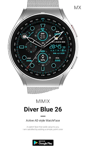 MIMIX Diver Blue26 Watchface Screenshot 1