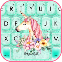 Floral Cyan Unicorn Keyboard Background