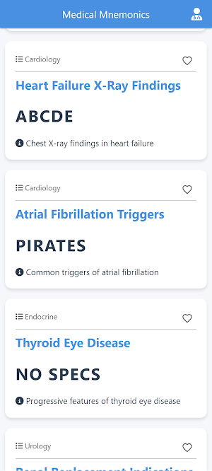 Medical Mnemonics Lite Screenshot 1