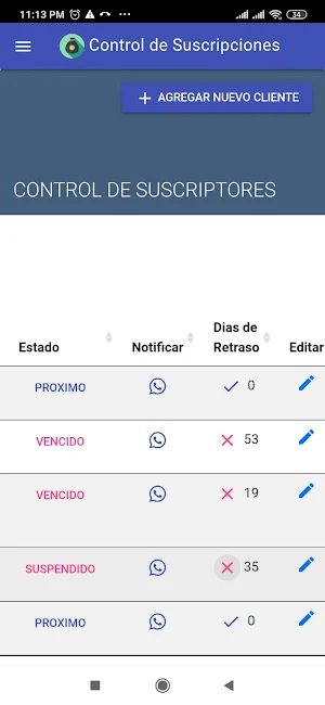 Control de Suscripciones Screenshot 2