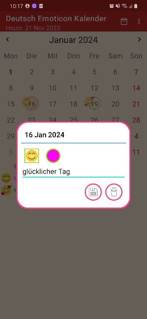 Deutsch Emoticon Kalender Screenshot 1