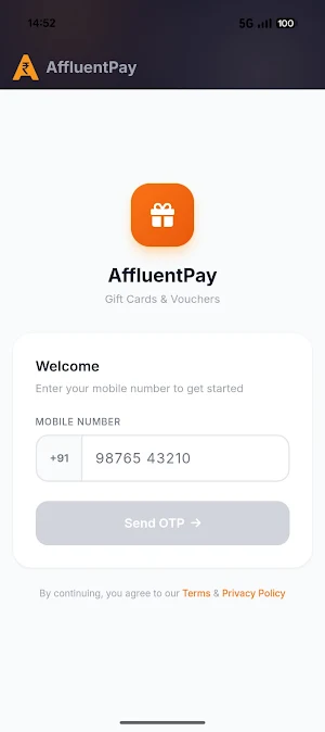 AffluentPay Giftcards Screenshot 1