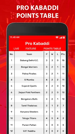 Pro Live Kabaddi Score Match Screenshot 1