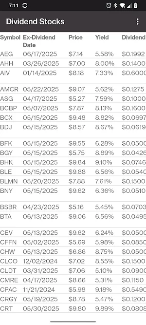 Dividend Stocks Screenshot 1