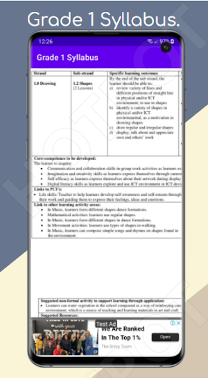 Grade 1 CBC Syllabus. Screenshot 2