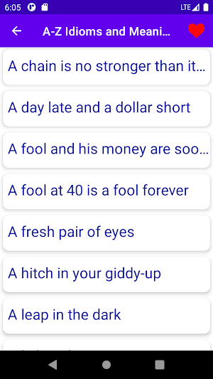 A-Z Idioms and Meanings Screenshot 2