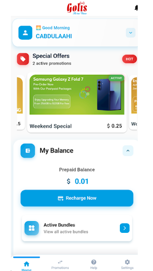 Golis Telecom App Screenshot 0