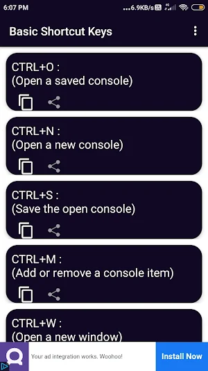Basic Shortcut Keys Screenshot 2