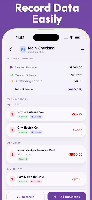Checkbook Register - ReconLog Screenshot 2