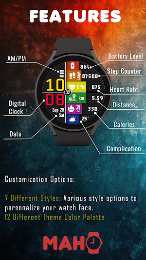 MAHO016 Wear OS Watch Face Screenshot 1