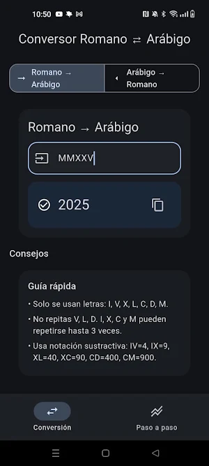 Convertidor Números Romanos Screenshot 3