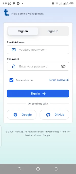 TechApp Field Screenshot 0