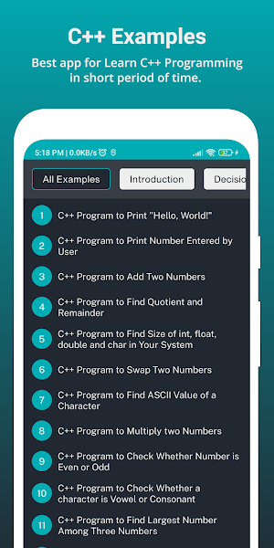 C++ Examples Screenshot 0