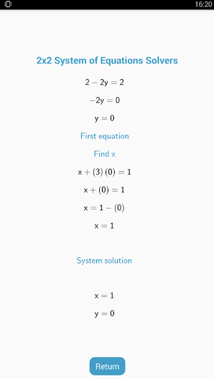 2x2 System of Equation Solvers Screenshot 3