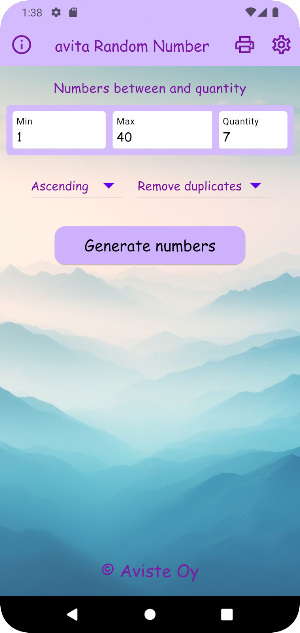 avita Random Number Generator Screenshot 0