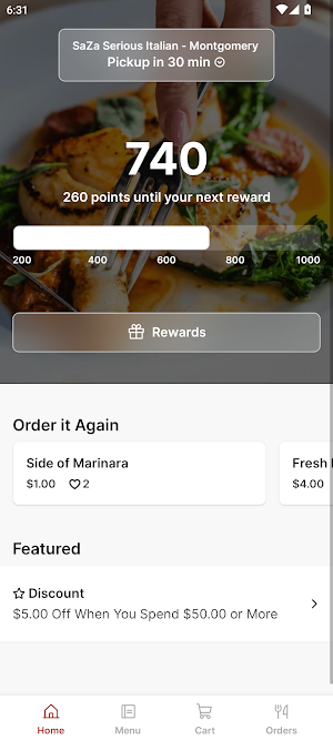 Saza Serious Italian Food Screenshot 0
