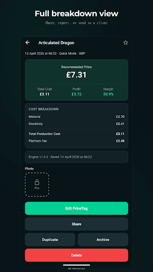 3D PriceTag: 3D Print Pricing Screenshot 3