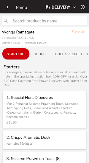 Wongs Chinese Takeaway - Ramsgate Screenshot 1