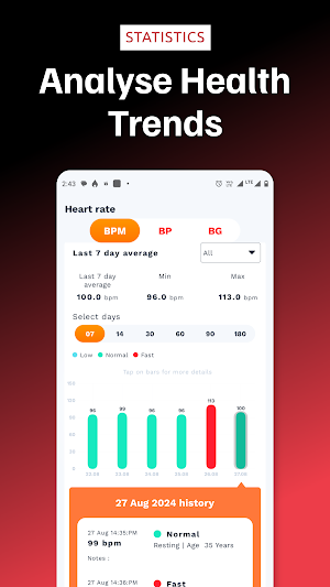 HeartRate Monitor & BP Tracker Screenshot 2