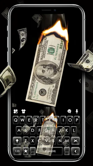 Burning Dollars Keyboard Background Screenshot 0