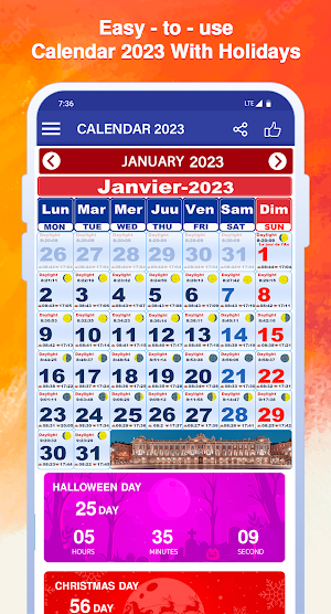 Français Calendrier 2023 Screenshot 1