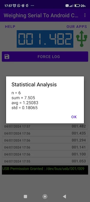 Weighing Scale Serial Terminal Screenshot 3
