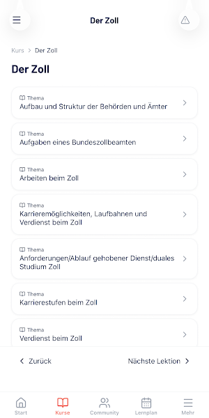 Zoll Einstellungstest Training Screenshot 1