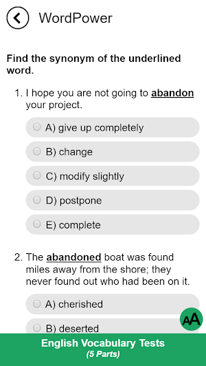 English Vocabulary Tests Screenshot 1