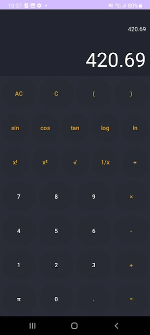 CDP-Scientific Calculator Screenshot 2