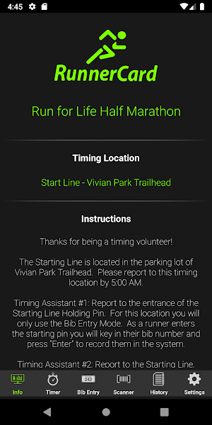 Mobile Timing Screenshot 2