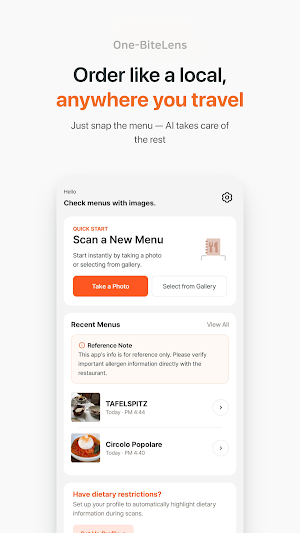 One-BiteLens: Menu Translator Screenshot 0