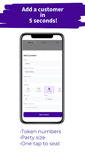 WaitLessQ Queue Management App Screenshot 2